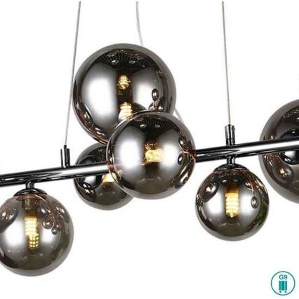 Wofi 6014.10.24.9000 - Lustre LED suspenso VILLA 10xG9/3W/230V preto/cromado brilhante