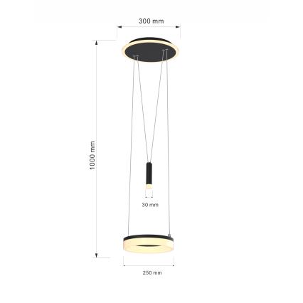 Wofi 6054-302 - Lustre LED dimmerizável com cabo JESSE LED/15,5W/230V preto