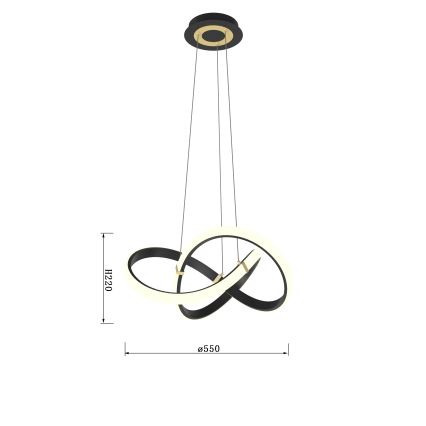 Wofi 6134-104 - Candelabro suspenso LED com regulação INDIGO LED/44W/230V preto/dourada