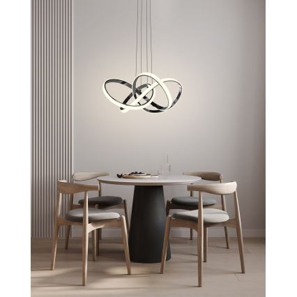 Wofi 6134-105L - Candeeiro suspenso LED com regulação INDIGO LED/50W/230V preto/cromado brilhante