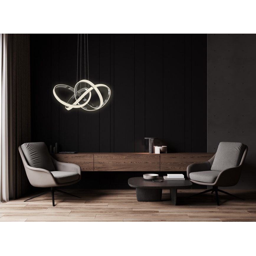 Wofi 6134-105L - Candeeiro suspenso LED com regulação INDIGO LED/50W/230V preto/cromado brilhante