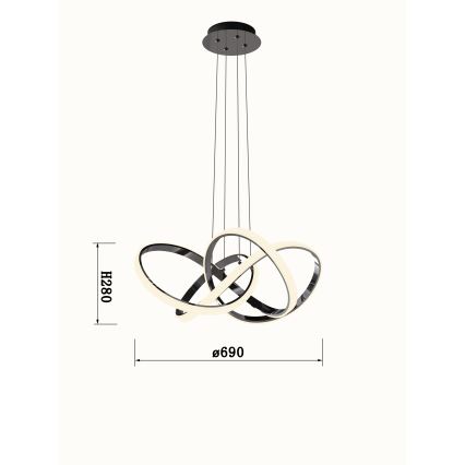 Wofi 6134-105L - Candeeiro suspenso LED com regulação INDIGO LED/50W/230V preto/cromado brilhante