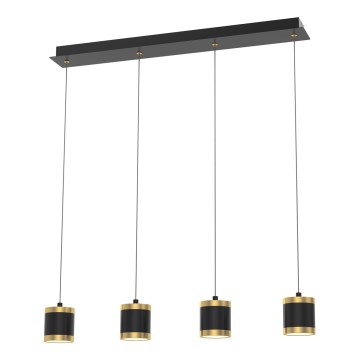 Wofi 7003-404 - Lustre LED dimerizável suspenso por cabo TOULOUSE 4xLED/8,5W/230V preto/dourado