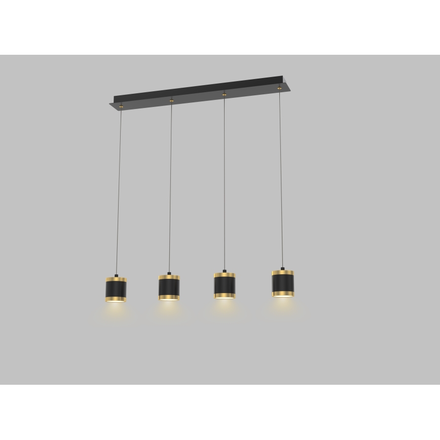 Wofi 7003-404 - Lustre LED dimerizável suspenso por cabo TOULOUSE 4xLED/8,5W/230V preto/dourado