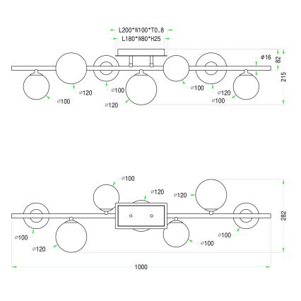 Wofi 7014-701W - Candeeiro  integrado LED VILLA 7xG9/3W/230V dourado