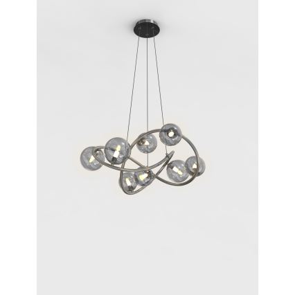 Wofi 7014-805 - Candeeiro suspenso LED NANCY 8xG9/3,5W/230V preto/cromado brilhante