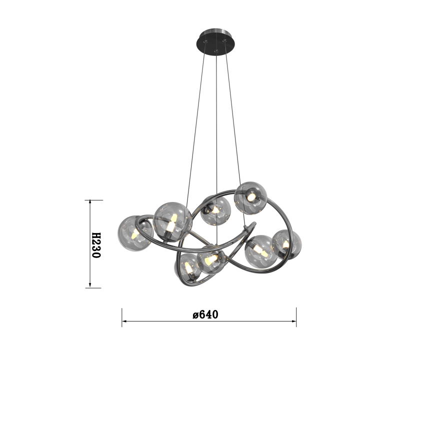 Wofi 7014-805 - Candeeiro suspenso LED NANCY 8xG9/3,5W/230V preto/cromado brilhante