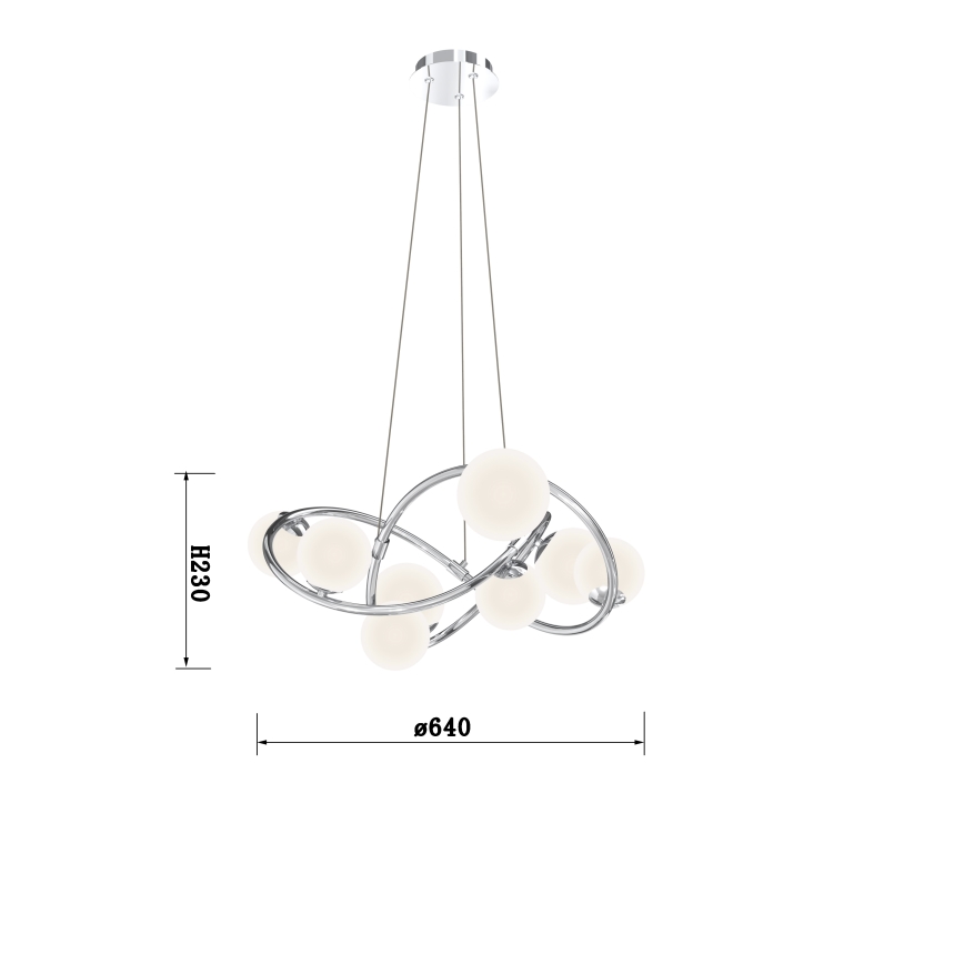 Wofi 7014-807 - Candelabro suspenso LED NANCY 8xG9/3,5W/230V cromado brilhante