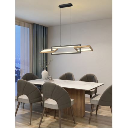 Wofi 7022-306- Candelabro suspenso LED com regulação MATERA LED/30W/230V preto/castanho