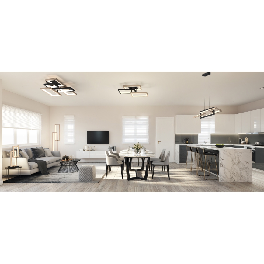 Wofi 7022-306- Candelabro suspenso LED com regulação MATERA LED/30W/230V preto/castanho