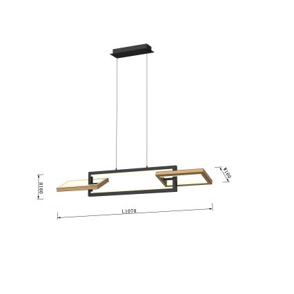 Wofi 7022-306- Candelabro suspenso LED com regulação MATERA LED/30W/230V preto/castanho