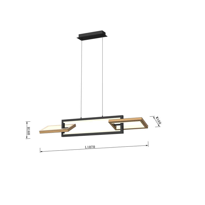 Wofi 7022-306- Candelabro suspenso LED com regulação MATERA LED/30W/230V preto/castanho