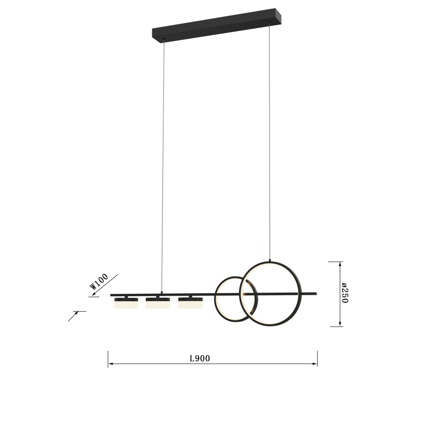 Wofi 7030-502 - Candelabro suspenso LED com regulação MESSINA LED/40W/230V preto