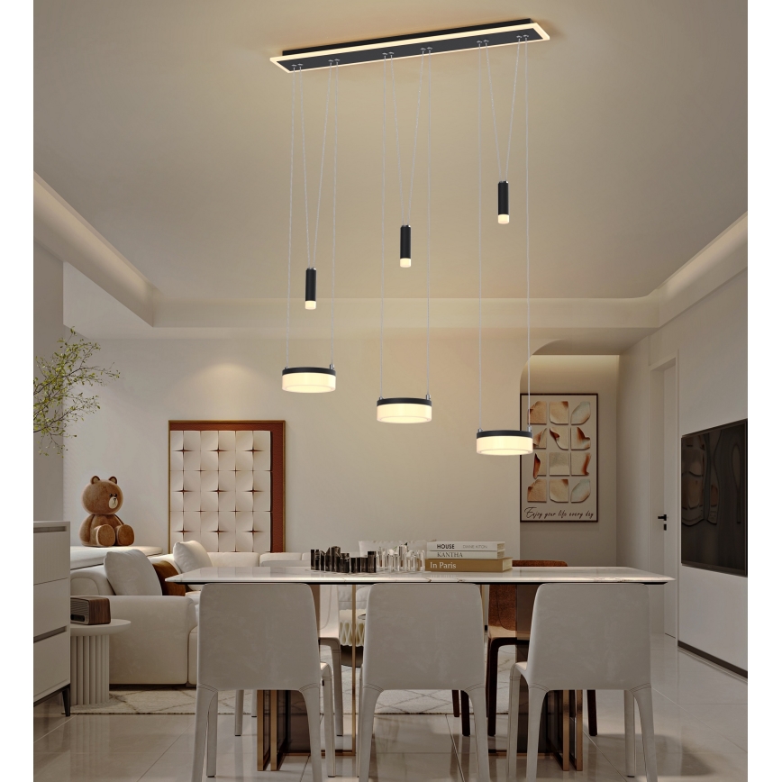 Wofi 7054-702 - Candelabro suspenso LED com regulação JESSE LED/27,5W/230V preto