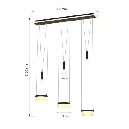 Wofi 7054-702 - Candelabro suspenso LED com regulação JESSE LED/27,5W/230V preto