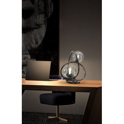 Wofi 8014-205 - Candeeiro de mesa LED NANCY 2xG9/3,5W/230V preto/cromado brilhante