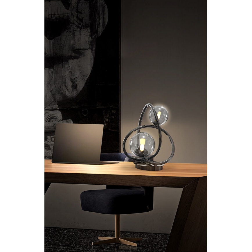 Wofi 8014-205 - Candeeiro de mesa LED NANCY 2xG9/3,5W/230V preto/cromado brilhante