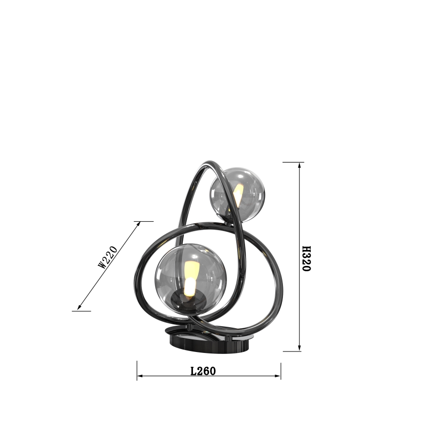 Wofi 8014-205 - Candeeiro de mesa LED NANCY 2xG9/3,5W/230V preto/cromado brilhante