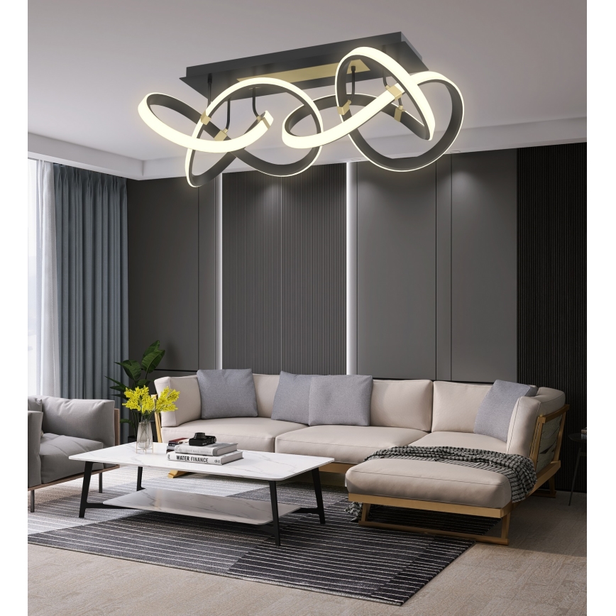 Wofi 9134-204 - Lustre de tecto LED regulável INDIGO LED/64W/230V preto/dourado