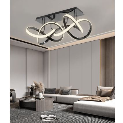 Wofi 9134-205 - Lustre de teto LED regulável INDIGO LED/64W/230V preto/cromado brilhante