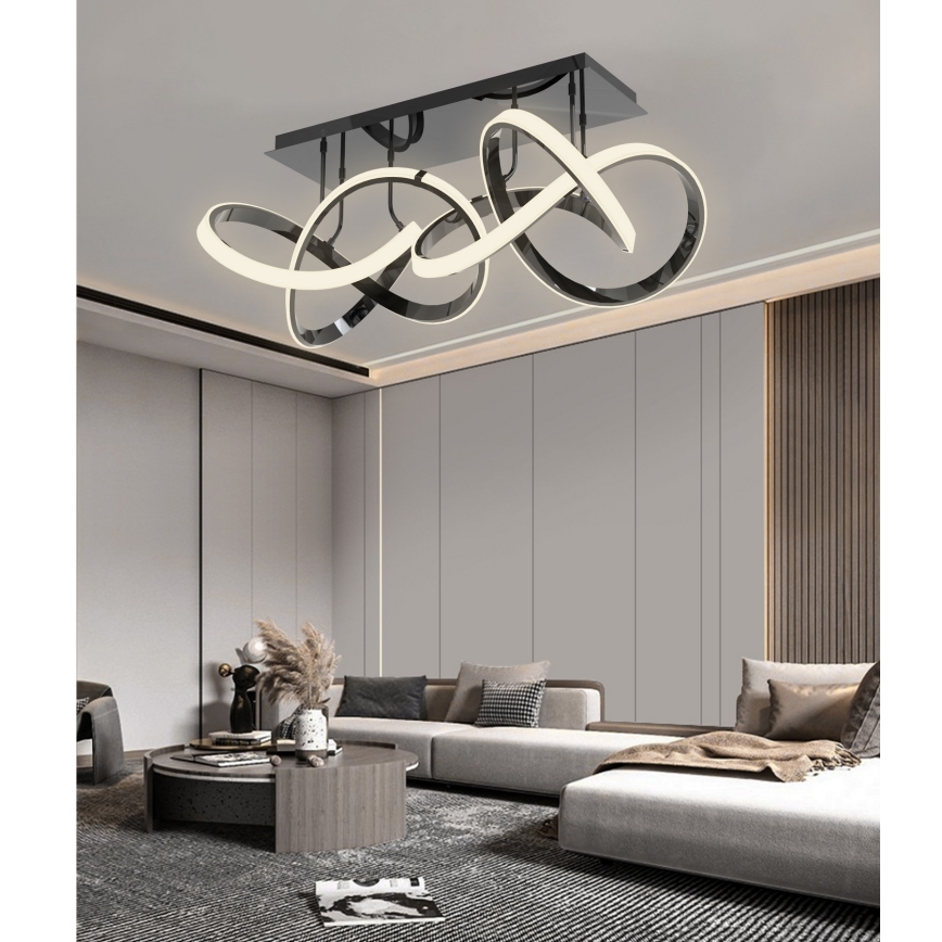 Wofi 9134-205 - Lustre de teto LED regulável INDIGO LED/64W/230V preto/cromado brilhante