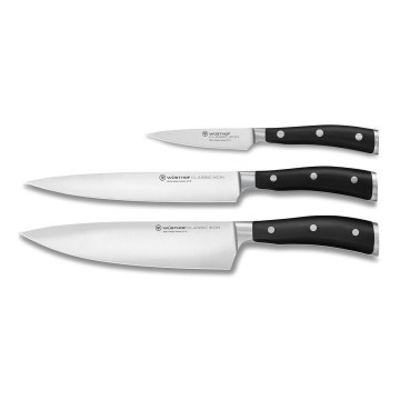 Wüsthof - Conjunto de 3 facas de cozinha CLASSIC IKON, pretas