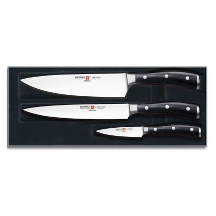 Wüsthof - Conjunto de 3 facas de cozinha CLASSIC IKON, pretas