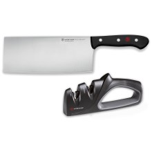 Wüsthof - Conjunto de faca de cozinha chinesa e afiador GOURMET