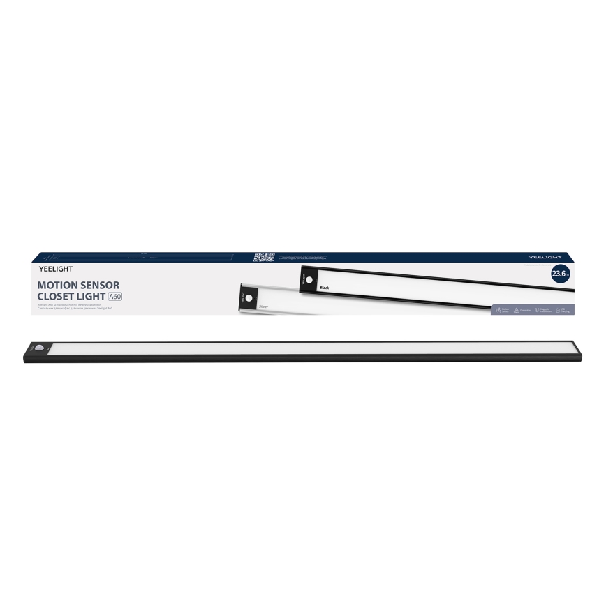 Yeelight - Iluminação LED recarregável regulável para móveis com sensor LED/2,4W/2200 mAh 4000K 60 cm preta