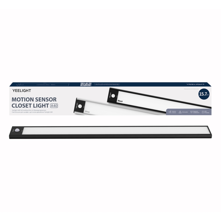 Yeelight - Iluminação LED recarregável regulável para móveis com sensor LED/2,3W/1500 mAh 4000K 40 cm preto