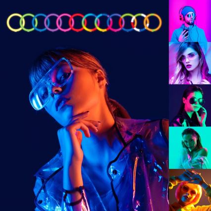 Yenkee - Candeeiro LED RGB Regulável com tripé e suporte para vlogging LED/5V + controlo remoto