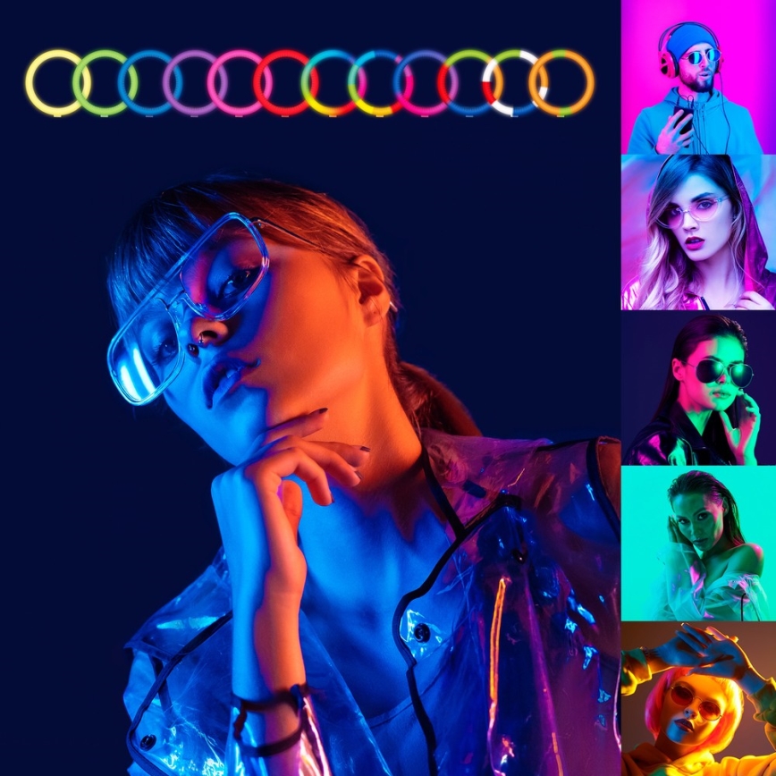 Yenkee - Candeeiro LED RGB Regulável com tripé e suporte para vlogging LED/5V + controlo remoto