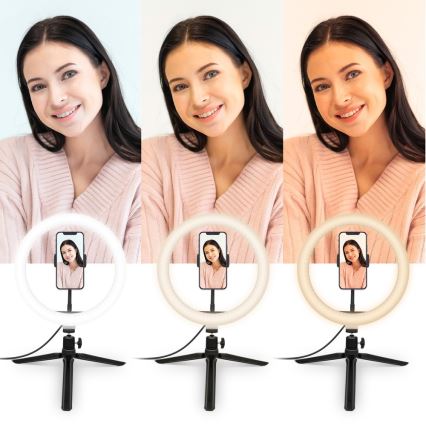 Yenkee - Candeeiro LED RGB Regulável com tripé e suporte para vlogging LED/5V + controlo remoto