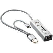 Yenkee - Divisor USB 2.0 e USB-C OTG e leitor de cartões