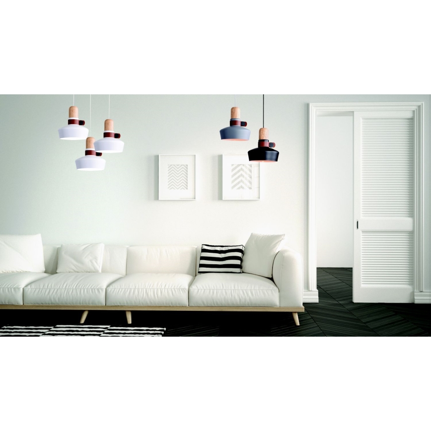 Zambelis 1990 - Candelabro suspenso 1xE27/40W/230V carvalho/preto