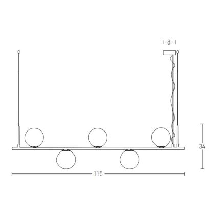 Zambelis 1998 - Candelabro suspenso 5xE14/15W/230V dourada