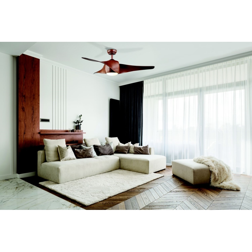 Zambelis 20256 - Ventoinha de teto LED LED/15W/230V 3000/4000/6000 cereja + comando