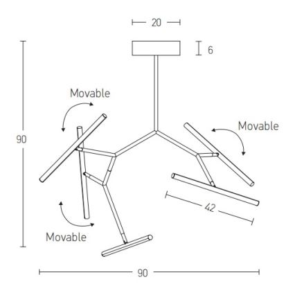 Zambelis 2071 - Candelabro suspenso LED com regulação LED/49W/230V dourada