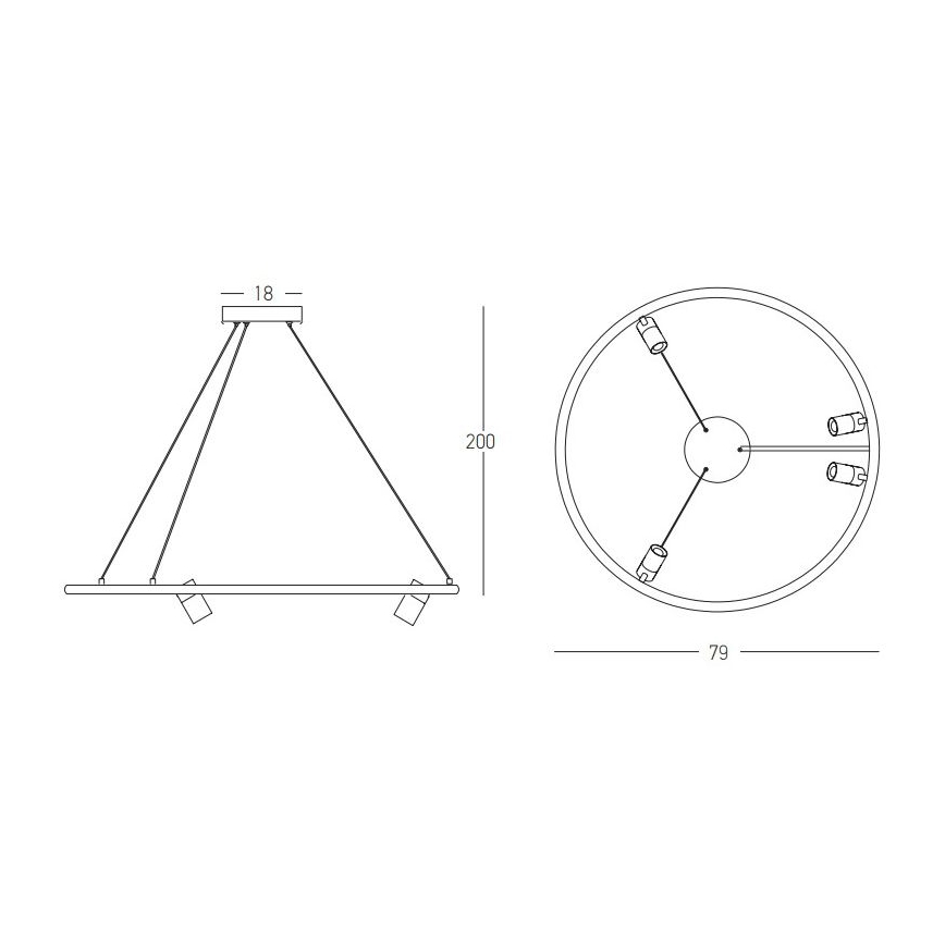 Zambelis 22013 - Candelabro suspenso LED com regulação LED/59W/230V diâmetro 79 cm preto