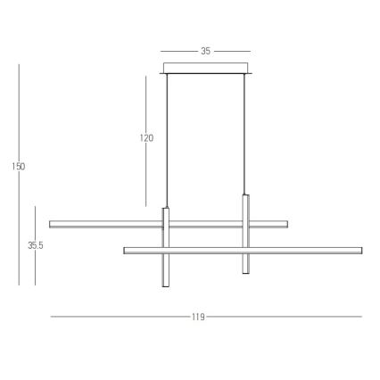 Zambelis 22022 - Candelabro suspenso LED com regulação LED/41W/230V dourada