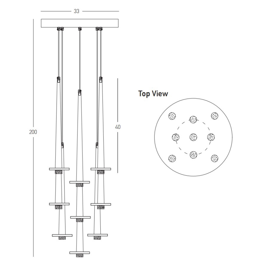 Zambelis 22113 - Lustre LED dimmerizável com cabo 9xLED/3W/230V CRI90 preto