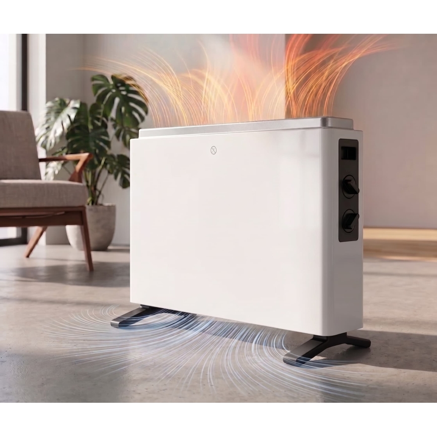 ZEVENTI - Aquecedor/convector elétrico 800/1200/2000W/230V branco