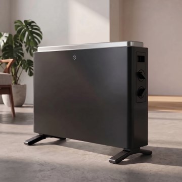 ZEVENTI - Aquecedor elétrico/convector 800/1200/2000W/230V preto