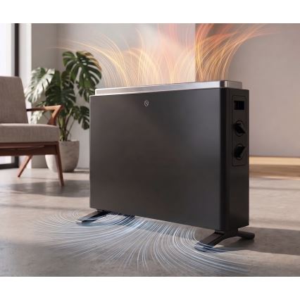 ZEVENTI - Aquecedor elétrico/convector 800/1200/2000W/230V preto