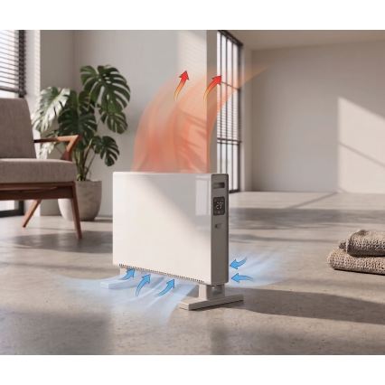 ZEVENTI - Aquecedor eléctrico/convector com ecrã LCD 1250/2000W/230V branco + controlo remoto