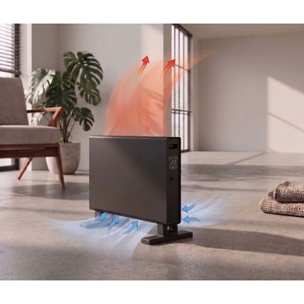 ZEVENTI - Aquecedor/convector elétrico com ecrã LCD 1250/2000W/230V preto + controlo remoto