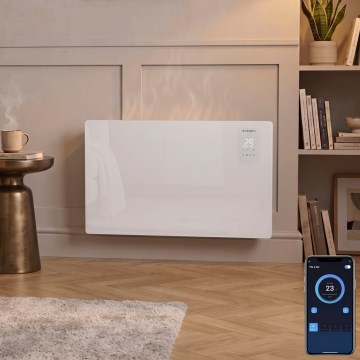 ZEVENTI - Aquecedor elétrico/convector de parede inteligente com ecrã LCD 1000/2000W/230V Wi-Fi branco