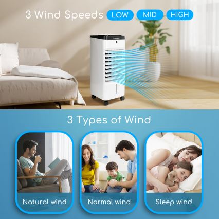 ZEVENTI - Arrefecedor de ar ARCTIC 60W/230V preto/branco + controlo remoto