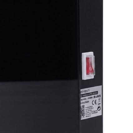ZEVENTI - aquecedor elétrico mural/convector inteligente com ecrã LCD 1000/2000W/230V Wi-Fi preto