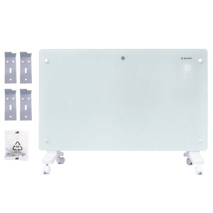 ZEVENTI - Aquecedor elétrico/convector de parede inteligente com ecrã LCD 1000/2000W/230V Wi-Fi branco